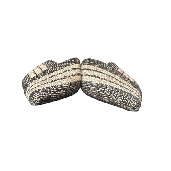 Zara Flat Mules Women's Sz EU 40, Black Ivory Gold Shimmer Striped Pointed Shoes - Picture 2 of 10